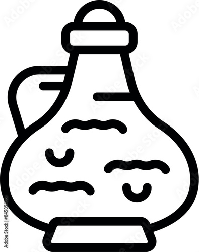 Simple icon of a large jug filled with a liquid and with a cork lid, isolated on a white background