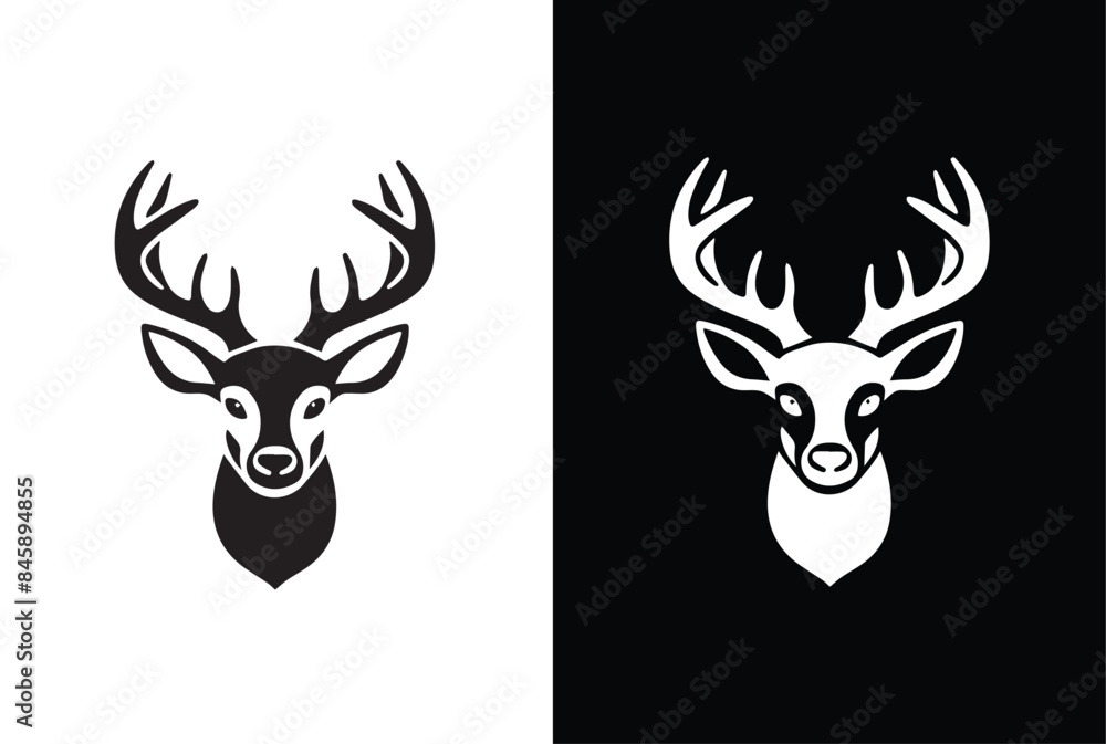 Dear head logo vector template with black background. Dear head logo vector template with black background.