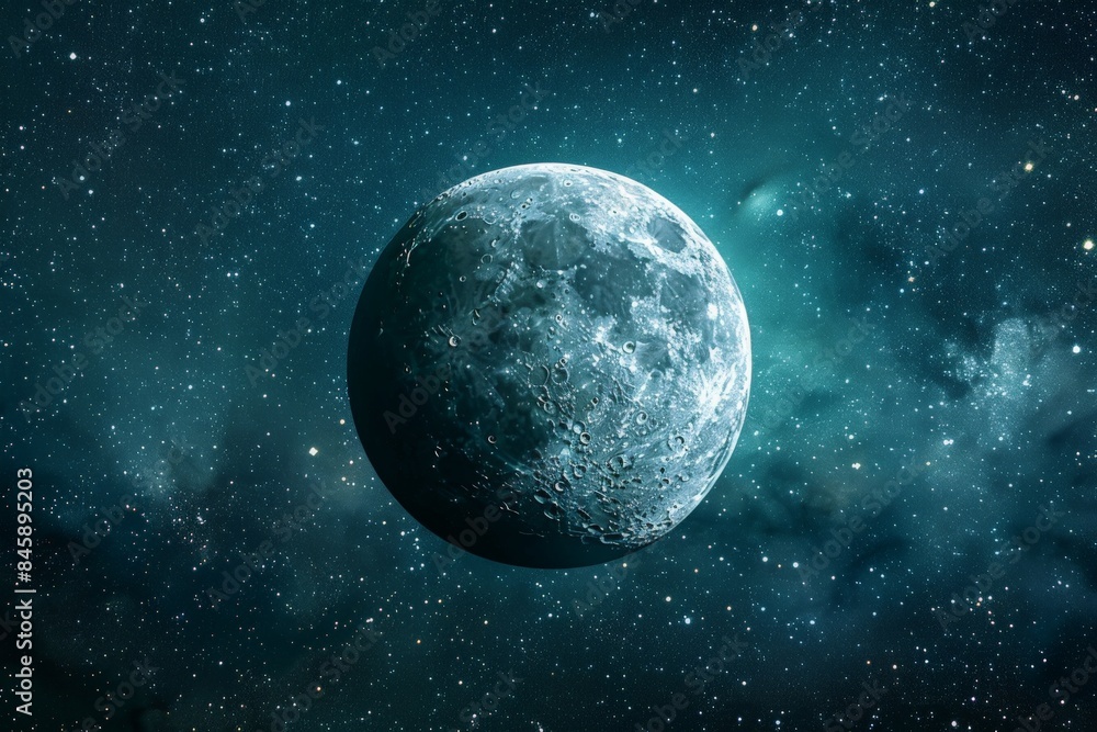 Cratered Planet Against Starry Nebula Cratered Planet Against Starry Nebula