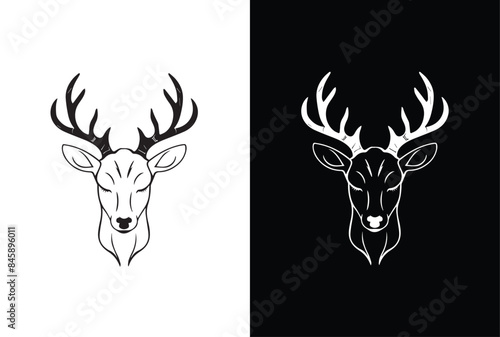 Dear head logo vector template with black background.