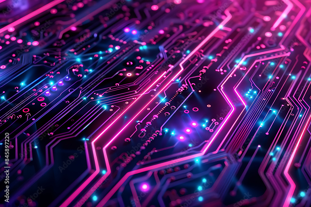 Inspired by electronic circuits, with lines, dots, and patterns imitating electrical pathways and microchips, creating a modern and high-tech visual effect Inspired by electronic circuits, with lines, dots, and patterns imitating electrical pathways and microchips, creating a modern and high-tech visual effect