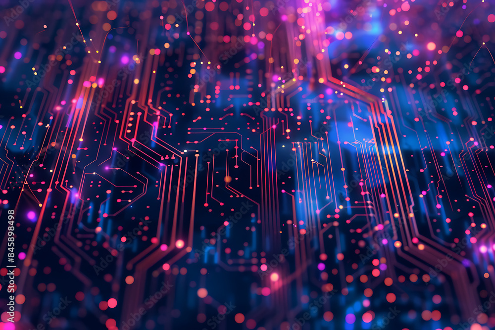 nspired by electronic circuits, with lines, dots, and patterns imitating electrical pathways and microchips, creating a modern and high-tech visual effect nspired by electronic circuits, with lines, dots, and patterns imitating electrical pathways and microchips, creating a modern and high-tech visual effect