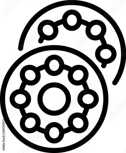 Line drawing of two bearings, highlighting their circular shape and the metal balls ensuring smooth movement