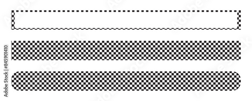   
Rectangle frame with checkered print on borders. Rectangular vignette with checkerboard, race flag or chess game pattern isolated on white background. Vector  illistration. EPS 10
 Save to Library
