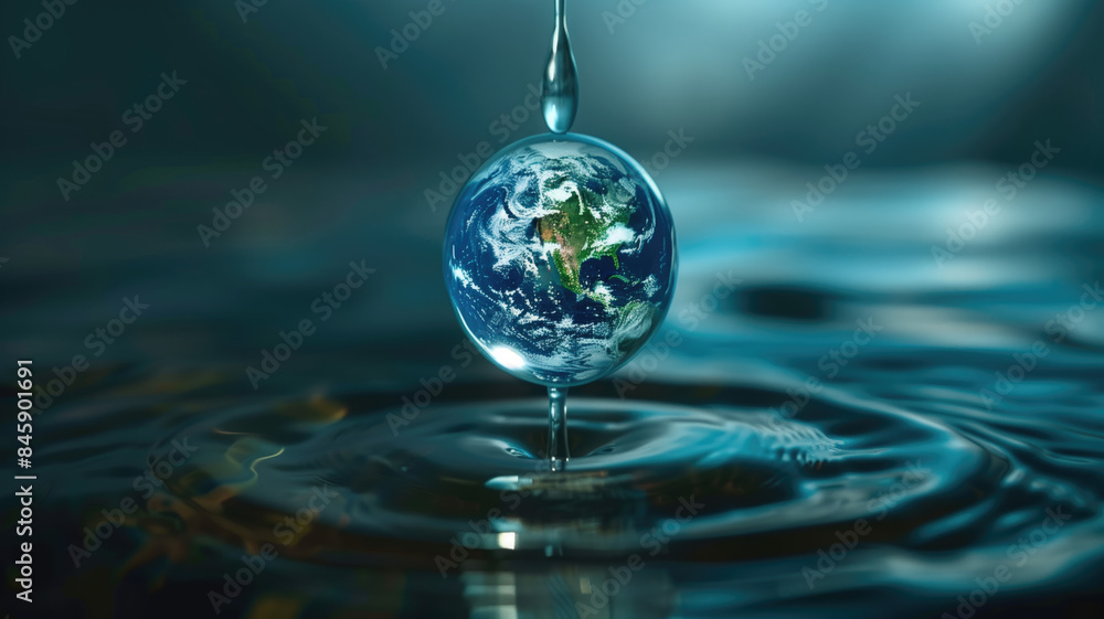 planet earth in the form of a water drop, water day, generative AI planet earth in the form of a water drop, water day, generative AI