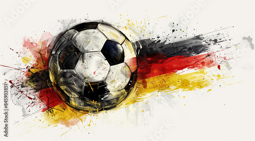 Pallone su sfondo colorato con i colori della bandiera tedesca. Germania.