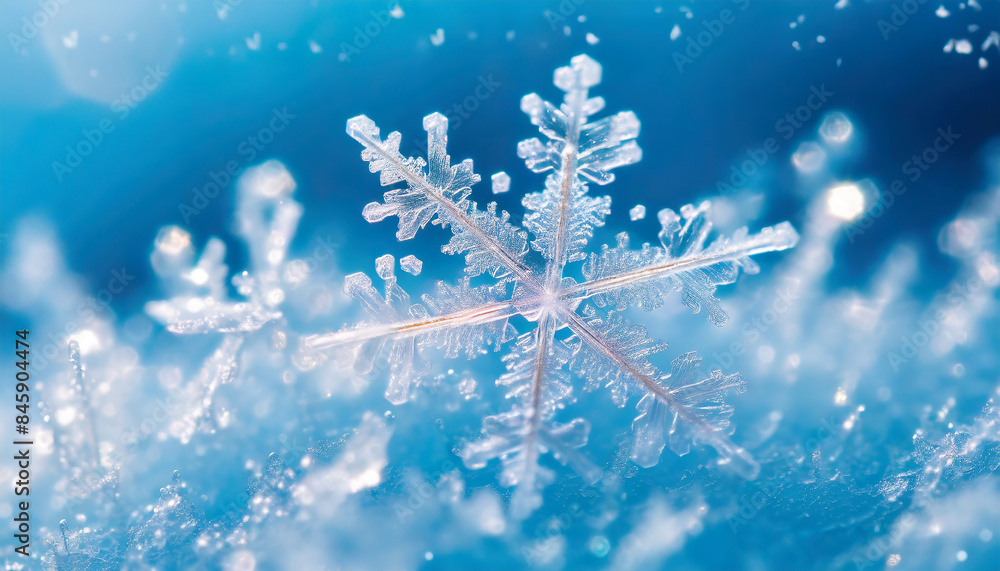 Close up macro snowflakes and frost. Natural winter snow background. Christmas and New Year holiday Close up macro snowflakes and frost. Natural winter snow background. Christmas and New Year holiday