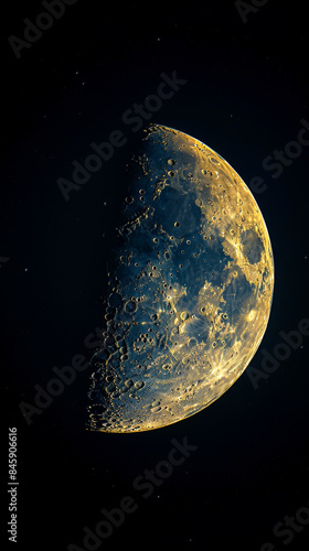 Stunning New Moon in Dark Sky Capturing Craters and Texture at Night, Breathtaking Astrophotography for Astronomy Enthusiasts and Night Sky Gazers photo