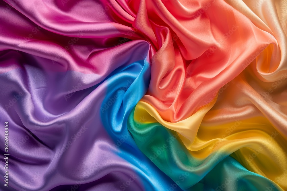 Silky Rainbow-Colored Fabric with Smooth and Vibrant Texture Featuring Rainbow Flag Colors
Silky Rainbow-Colored Fabric with Smooth and Vibrant Texture Featuring Rainbow Flag Colors