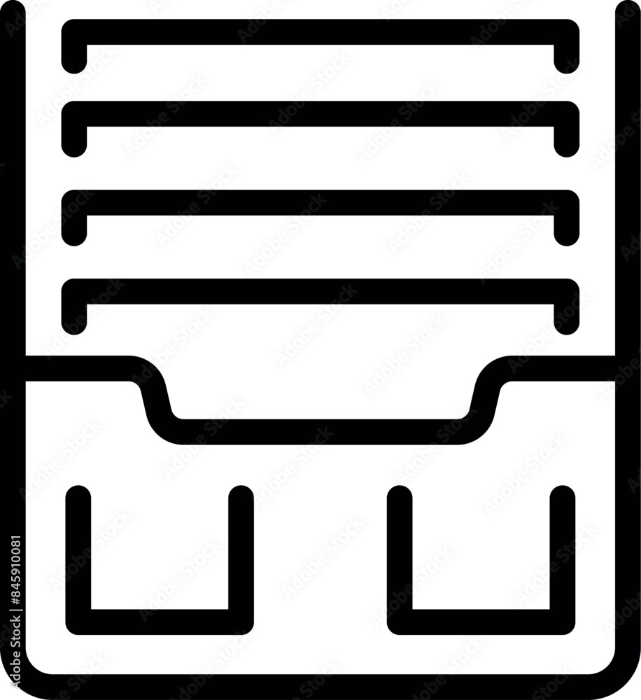 Black outline icon of an archive box with files, symbolizing organization and document storage Black outline icon of an archive box with files, symbolizing organization and document storage