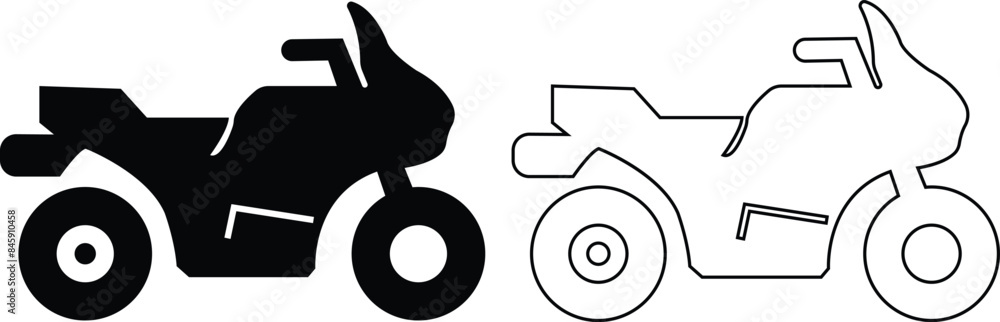 Motorcycle, bike, and motorbike icon set. Side view motorcycle for moped, scooter, roadster, sports, cruiser, touring, scrambler, trial bike, and chopper flat, line isolated on transparent background. Motorcycle, bike, and motorbike icon set. Side view motorcycle for moped, scooter, roadster, sports, cruiser, touring, scrambler, trial bike, and chopper flat, line isolated on transparent background.