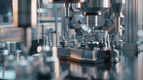 Close-up of a high-tech fabrication machine with an array of tiny, precise components being meticulously crafted, showcasing innovation in engineering.