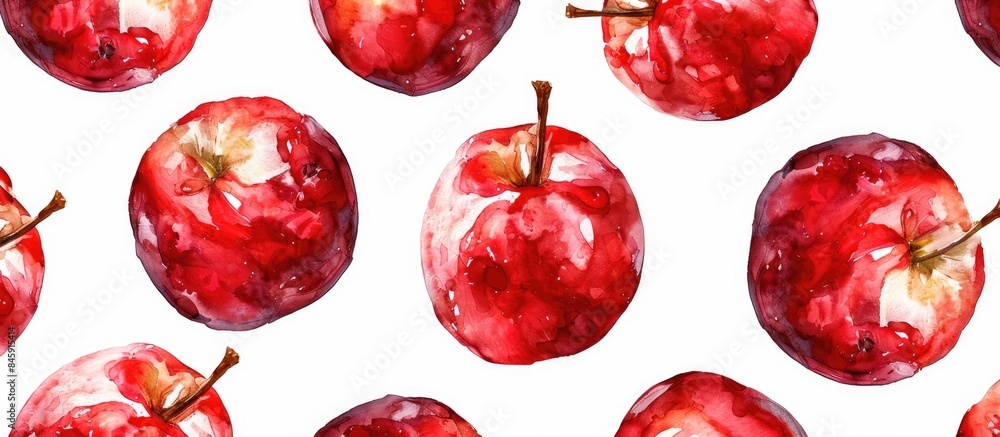 Abstract Background of Red Apples in Seamless Pattern on White Background Abstract Background of Red Apples in Seamless Pattern on White Background