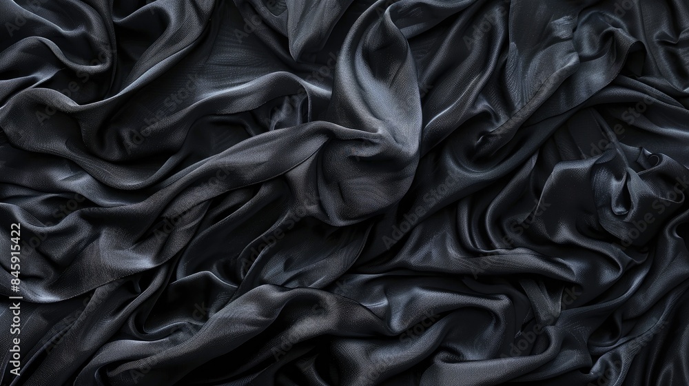 Obraz premium The black fabric s surface adorned with rippling patterns