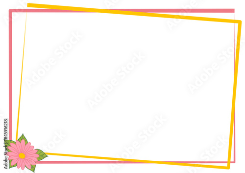 cornice con gerbera rosa -grafica vettoriale estate- primavera - tema spiaggia e mare-colore giallo, verde, rosa -ideale per sublimazione,scrapbooking, presentazione, slide,