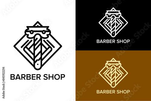 box razorblade vectors barber shop hair dresser beauty parlor salon haircut logo