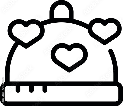 Line drawing of restaurant cloche covering dish with hearts emerging symbolizing love for food, cooking and eating