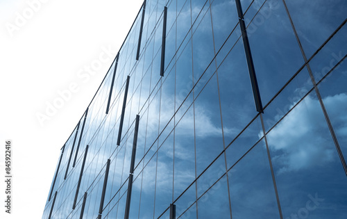 Large blue reflective glass wall in Indianapolis