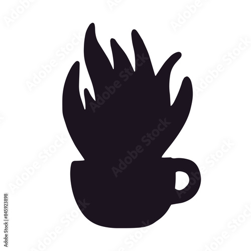 Silhouette of a houseplant in a flower pot, vase.Vector graphics.