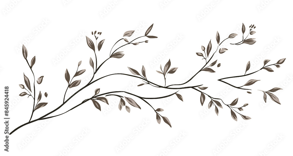 This elegant collection of hand-drawn botanical elements includes various types of leaves, flowers and plants in detailed This elegant collection of hand-drawn botanical elements includes various types of leaves, flowers and plants in detailed