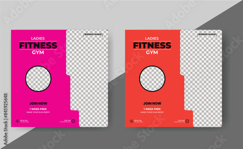 Social media post template design for Gym, Fitness, Workout, and Sports. Editable modern abstract banner with place for the photo. Usable for social media, banner , and website.