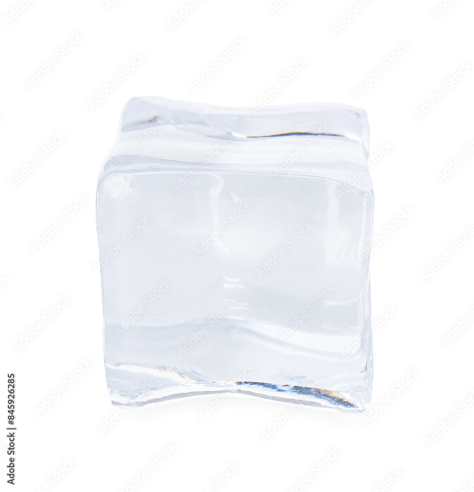 One crystal clear ice cube isolated on white One crystal clear ice cube isolated on white