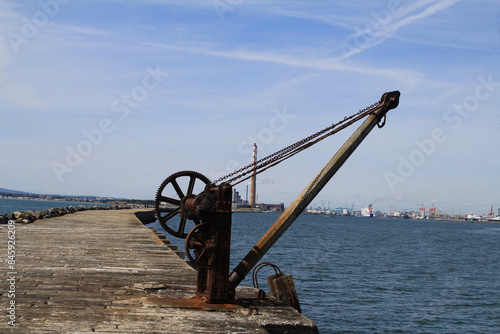 Photography Poolbeg Winch with a view of Poolbeg Power Station in the background