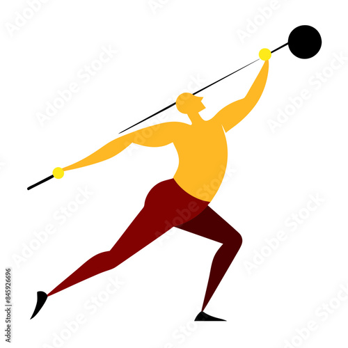 abstract vector athlete in motion for hammer throw
