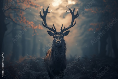 Courageous deer amidst blazing forest  majestic wildlife confronts raging inferno © Paulkot