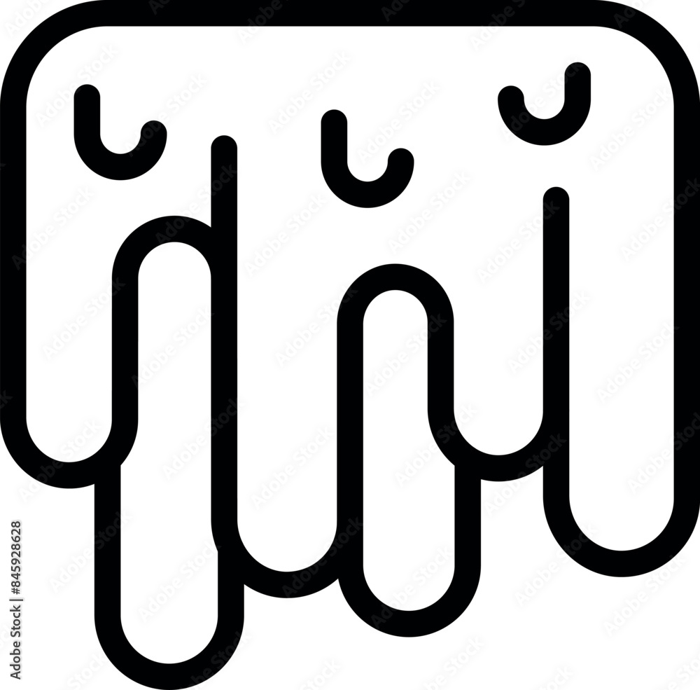 Black outline of slime dripping down a surface with three pairs of eyes looking up Black outline of slime dripping down a surface with three pairs of eyes looking up