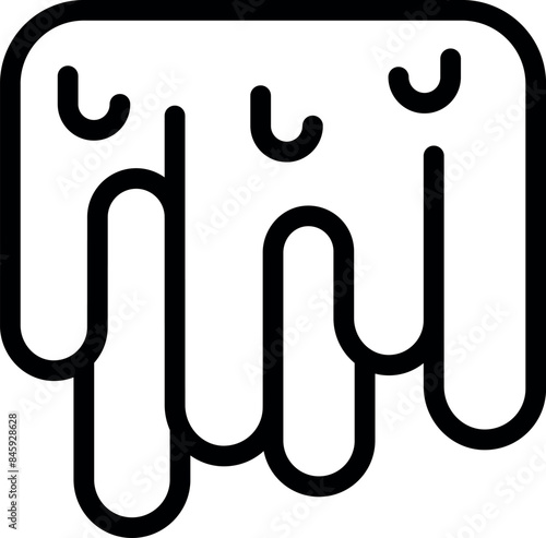 Black outline of slime dripping down a surface with three pairs of eyes looking up