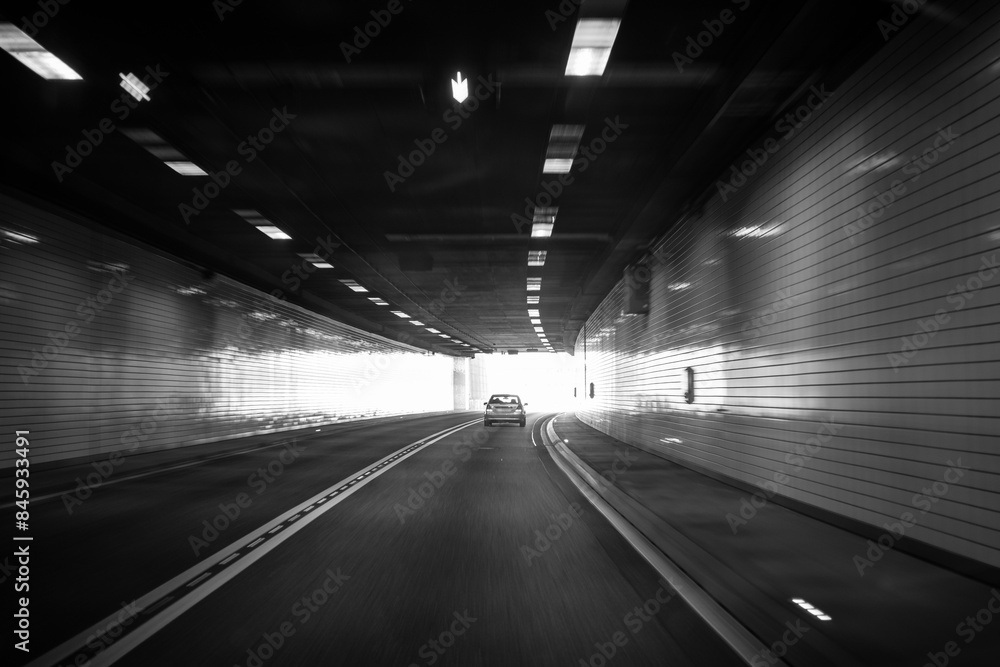 Traffic on highway in tunnel , Germany Traffic on highway in tunnel , Germany