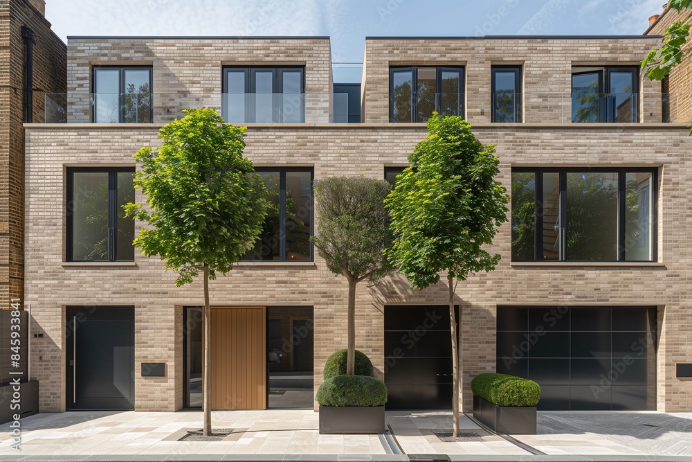 Modern Brick Townhouses With Large Windows Modern Brick Townhouses With Large Windows