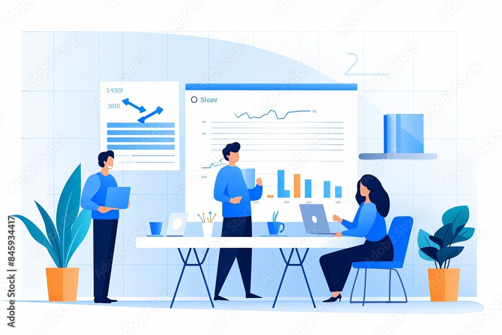 flat vector style illustration, a diverse group of people talking and collaborating flat vector style illustration, a diverse group of people talking and collaborating
