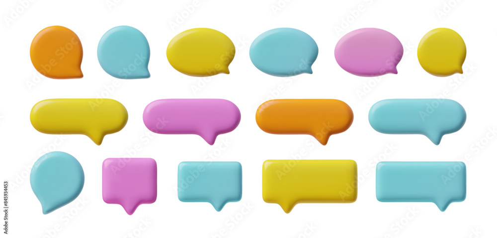 Vector set of realistic clear 3D speech bubbles perfect for messaging on a white background Vector set of realistic clear 3D speech bubbles perfect for messaging on a white background