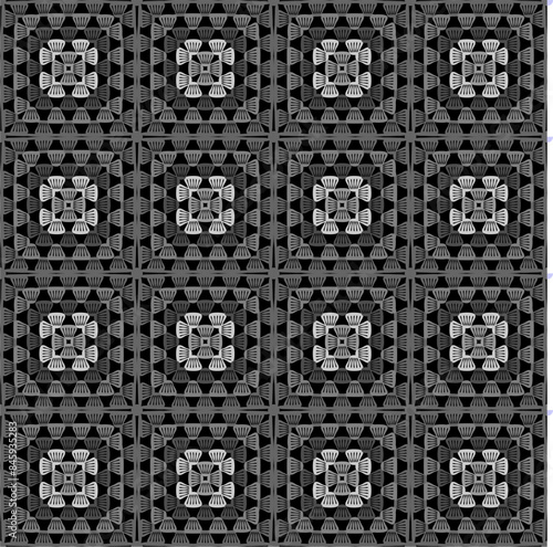 Pattern with crochet granny square wallpaper handmade decorative art design print 