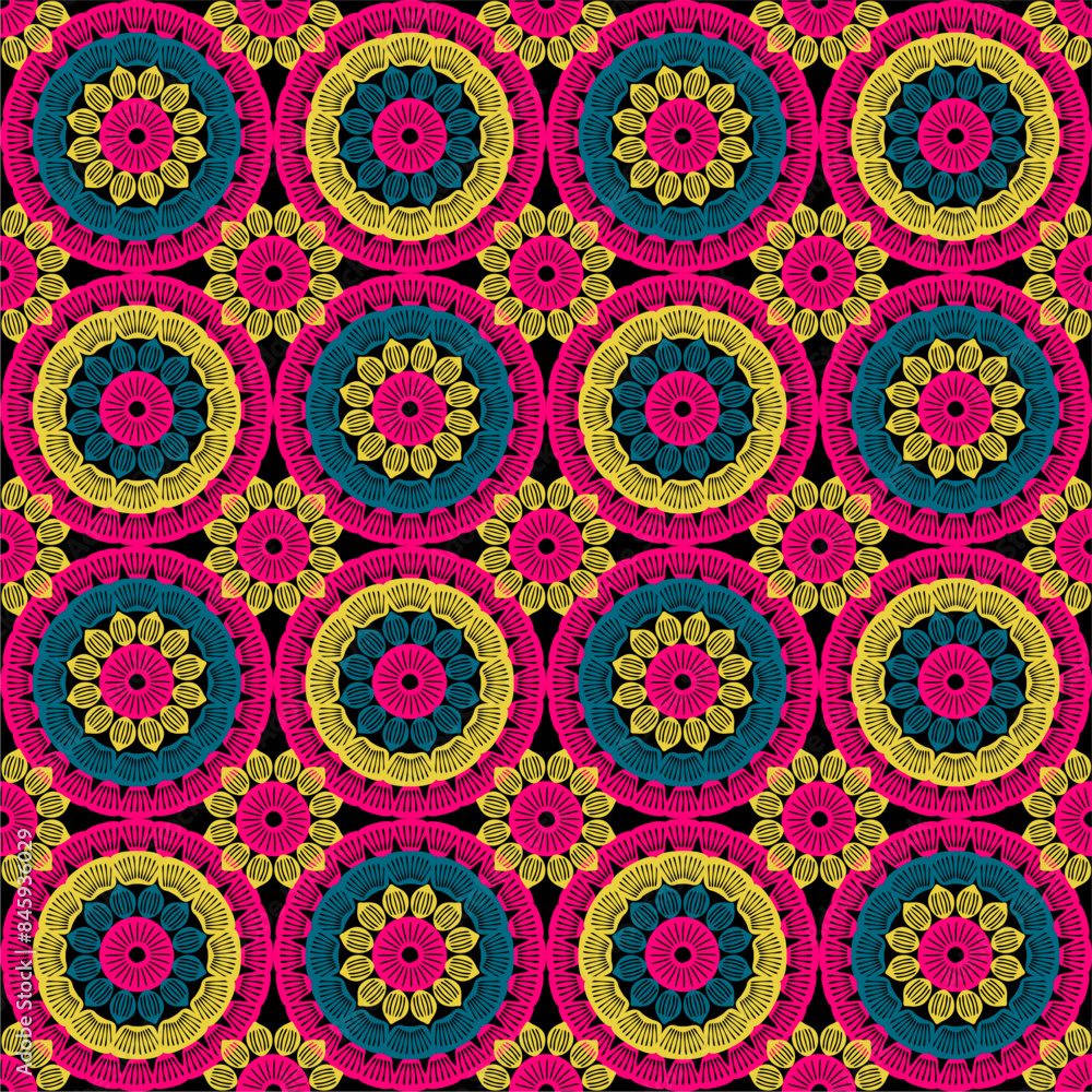 Fototapeta premium Pattern with crochet granny square wallpaper handmade decorative art design print 