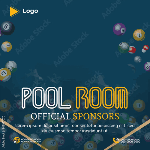 Creative snooker game casino with social media post and banner design | Tournament billiards sponsors vertical social media banner post design template | billiards club and pool game poster template