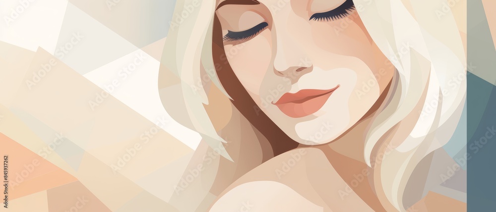 Relaxed Woman Portrait on White Background Generative AI Relaxed Woman Portrait on White Background Generative AI