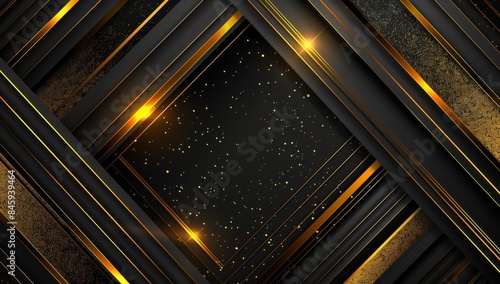 Opulent Elegance, Black and Gold Luxury Background Design, Perfect for Sophisticated Presentations