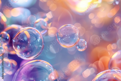 A cluster of colorful bubbles drifting through the air
