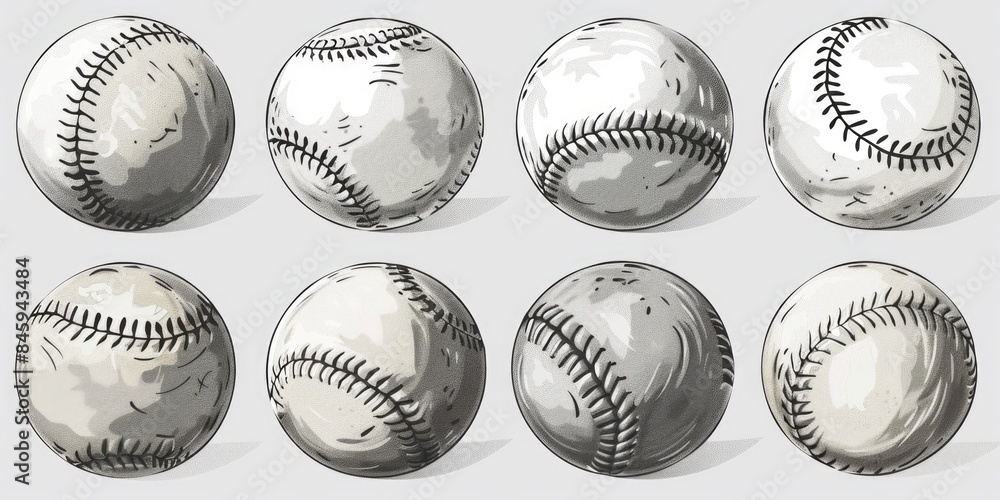 A collection of baseballs stacked on a table, ready for use or display