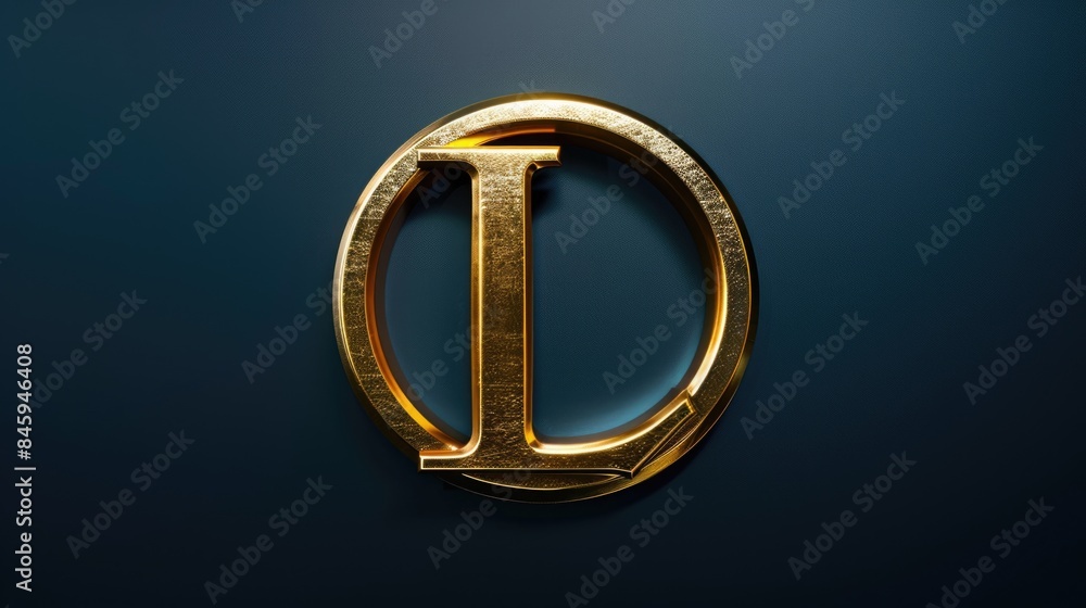 A close-up of a golden letter against a bright blue background A close-up of a golden letter against a bright blue background