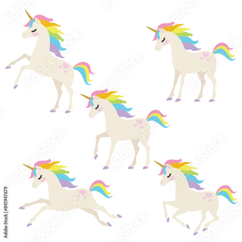 Beautiful unicorn vector cartoon illustration