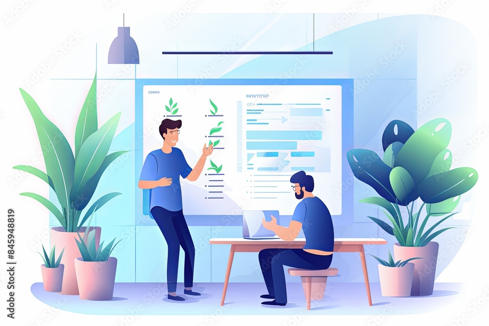 flat vector style illustration, a diverse group of people talking and collaborating flat vector style illustration, a diverse group of people talking and collaborating