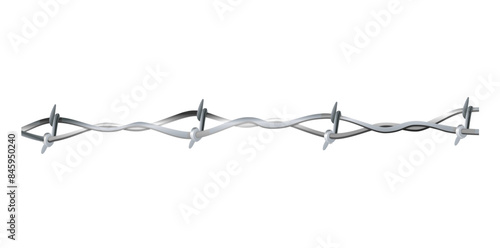 Horizontal Realistic Metal Steel Barbed Wire Element Vector Illustration.