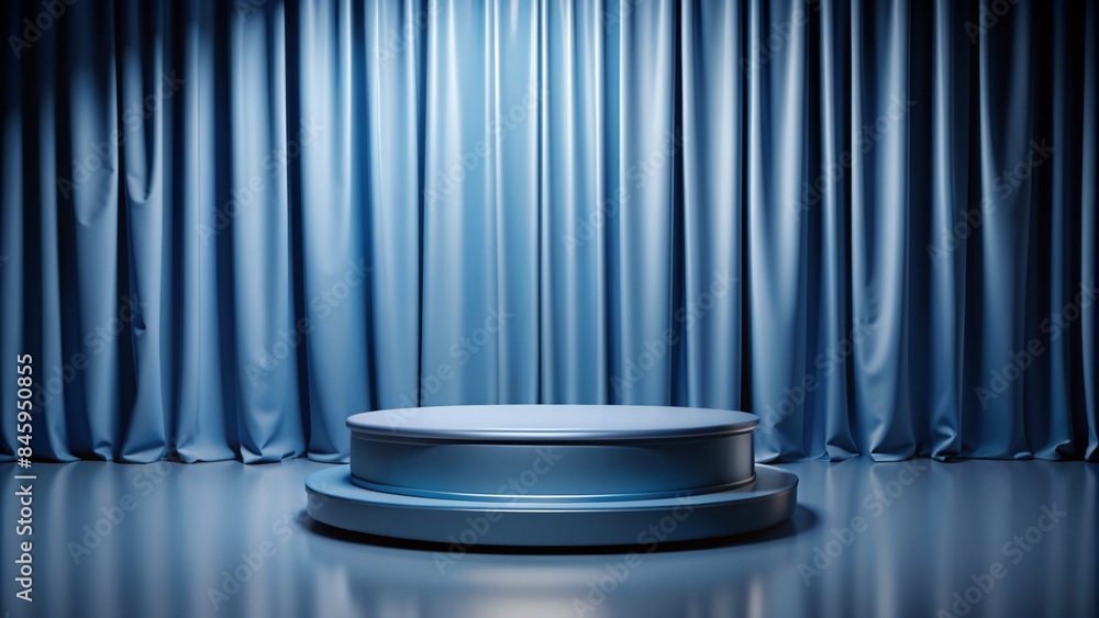 podium blue background and fabric curtain with spotlight luxury podium blue background and fabric curtain with spotlight luxury