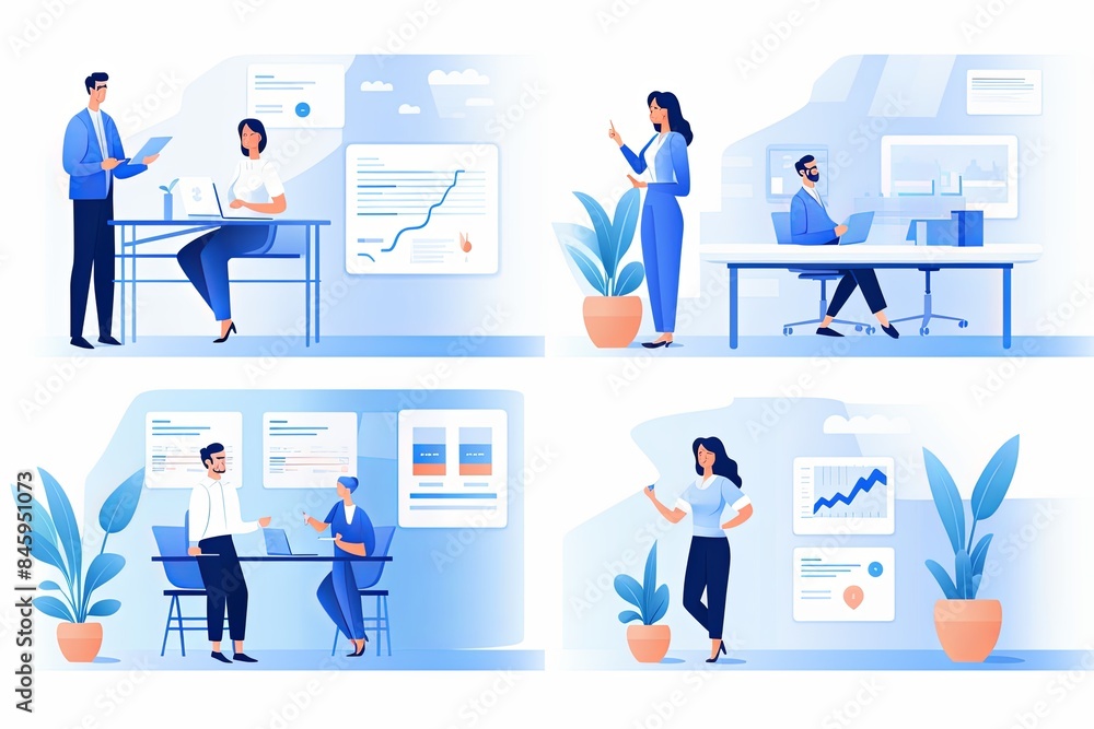 flat vector style illustration, a diverse group of people talking and collaborating flat vector style illustration, a diverse group of people talking and collaborating