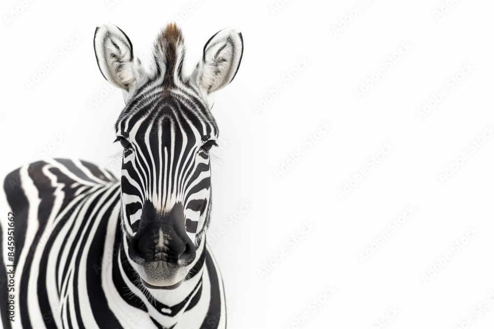 Sophisticated zebra wearing a stylish sequined dress poses gracefully, isolated on a clean, white studio background Sophisticated zebra wearing a stylish sequined dress poses gracefully, isolated on a clean, white studio background