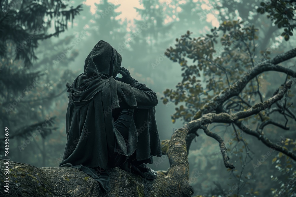 Fantasy Scene with a Murderer in a Tree Generative AI Fantasy Scene with a Murderer in a Tree Generative AI